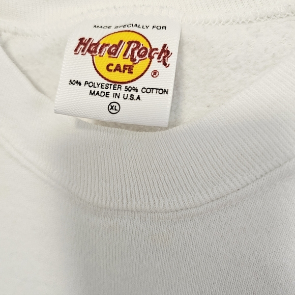 Hard Rock Cafe New Orleans Vintage White Crewneck Size XL has spots & Hole - Picture 2 of 8